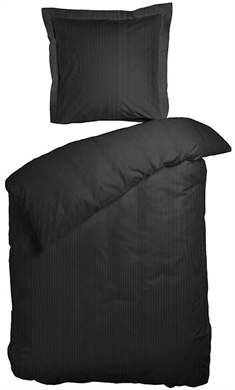 Stribet sengetøj dobbeltdyne 200x220 cm - Raie sort sengetøj - 100% Bomuldssatin - Night & Day 